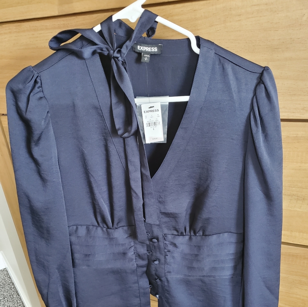 Navy Neck Tie Dress Shirt.